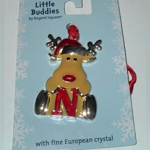 Regent Square Reindeer Ornament with the Letter N